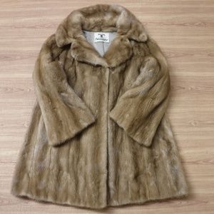 Newmans Light Brown Genuine Mink Fur Coat